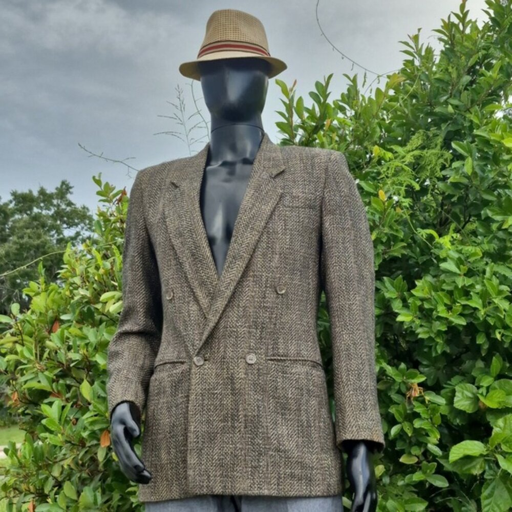 Raffinati Men's Vintage Brown Double Breasted Luxury Blazer